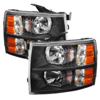 Xtune Chevy Silverado 07-13 Crystal Headlights Black HD-JH-CS07-AM-BK - Image 2